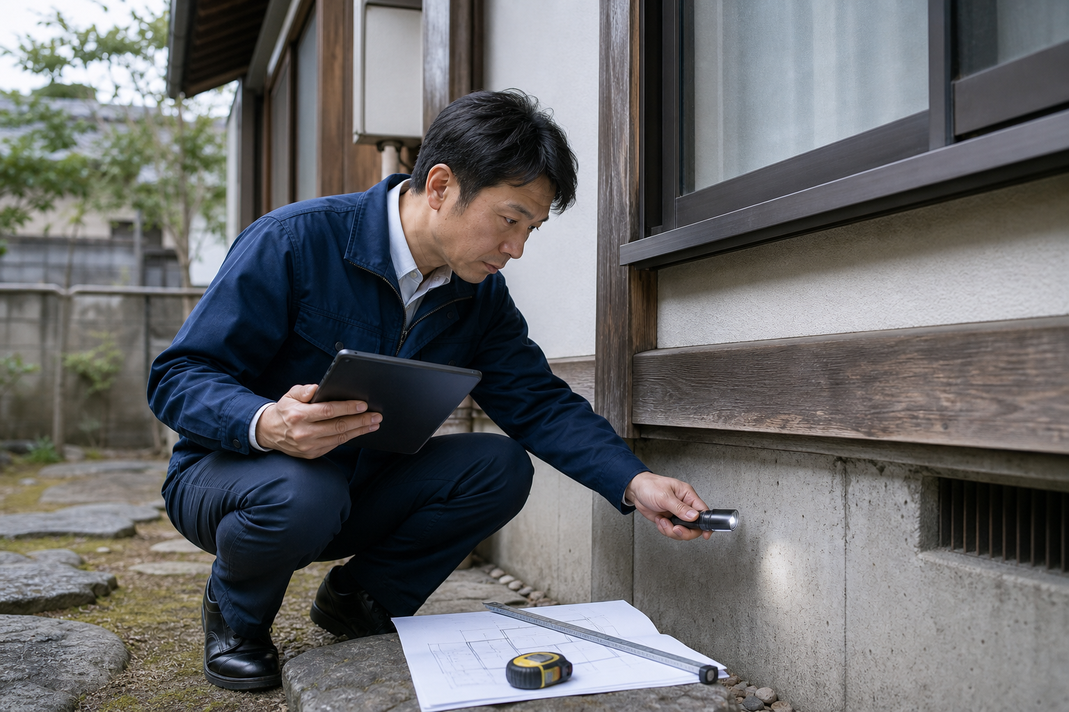 建築士による現地調査の様子
