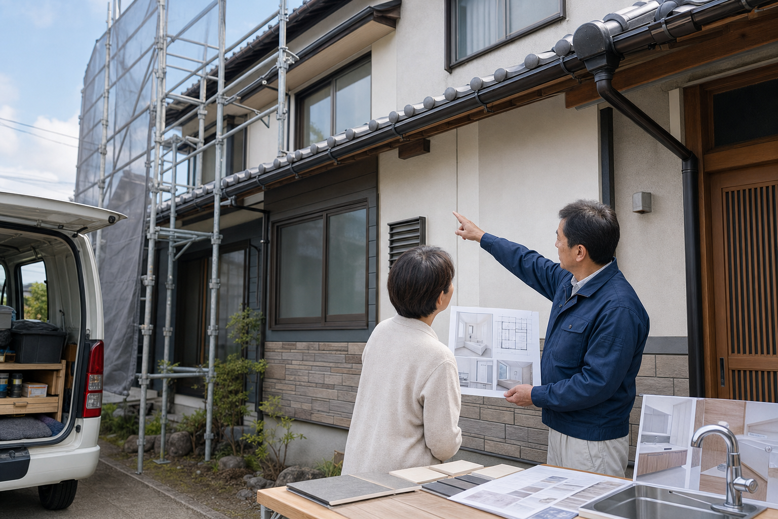 屋根外壁・水回りの長寿命リフォーム工事の様子